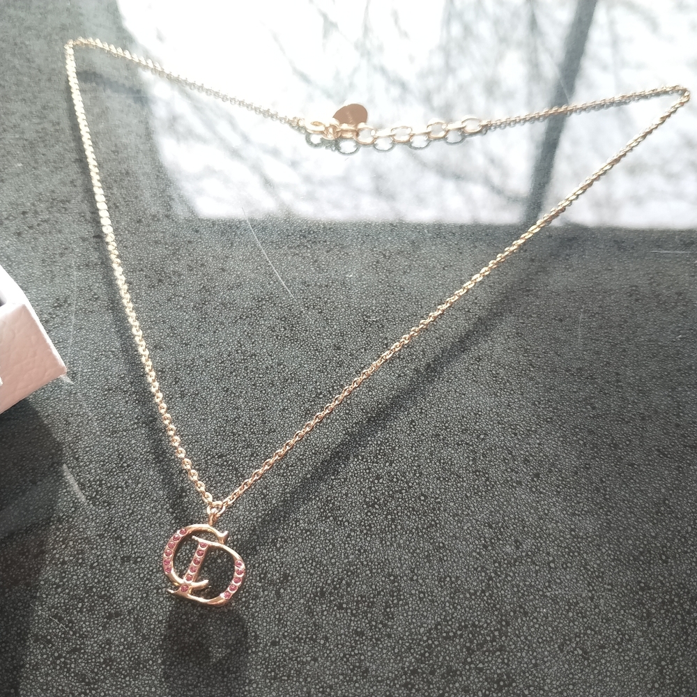 Authentic Christian Dior logo with pink spangle necklace - Picture 2 of 7